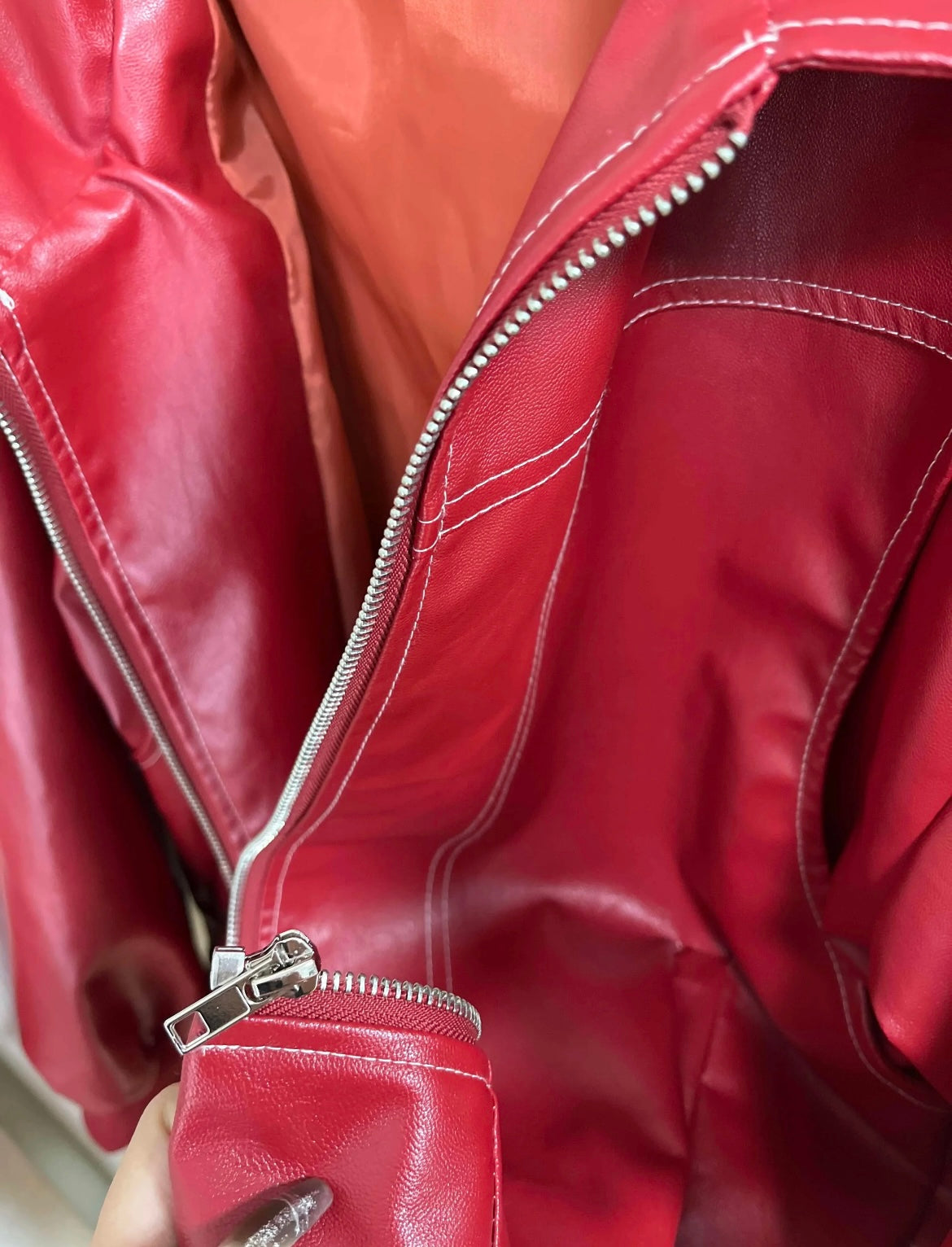 Leather Stitching Detailed Jacket