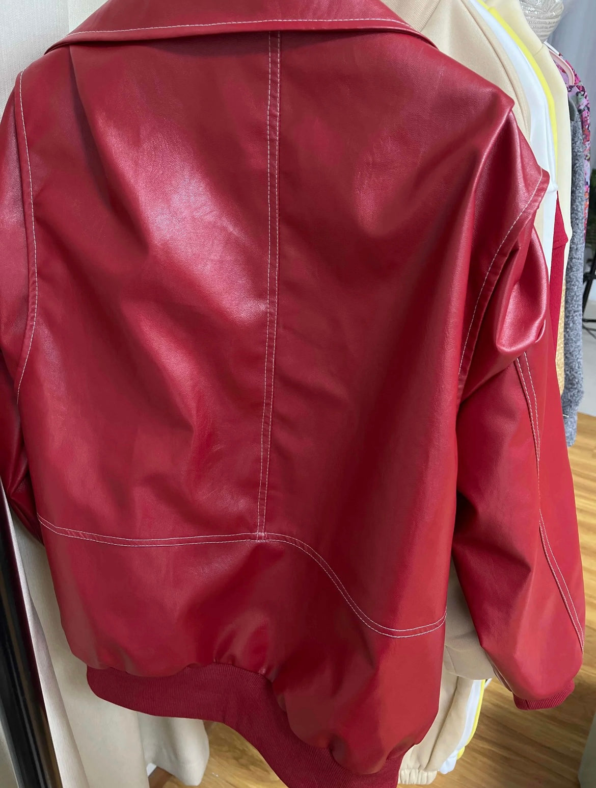 Leather Stitching Detailed Jacket