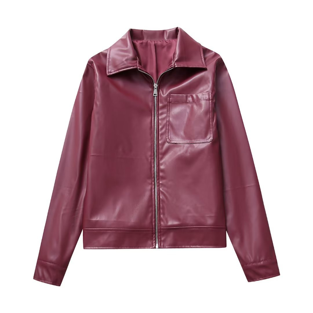 Cherry Red Leather Jacket