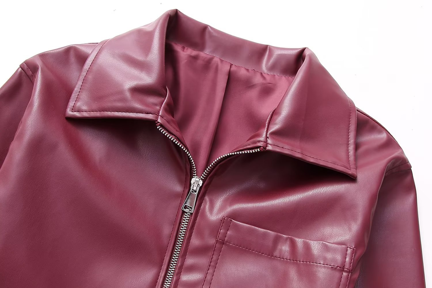 Cherry Red Leather Jacket